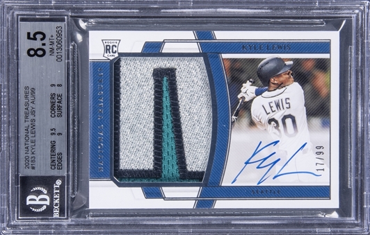 2020 Panini National Treasures Rookie Patch Autograph #183 Kyle Lewis Signed Rookie Card (#17/99) - BGS NM-MT+ 8.5